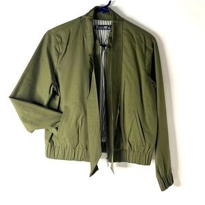 NWT NY&CO 7th Ave Olive Green Bomber Vintage Y2K Jacket, Small, Cotton/Linen